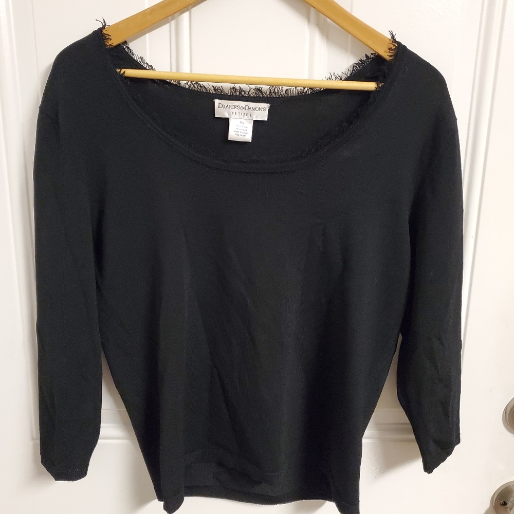 Petite quarter length sleeve blouse